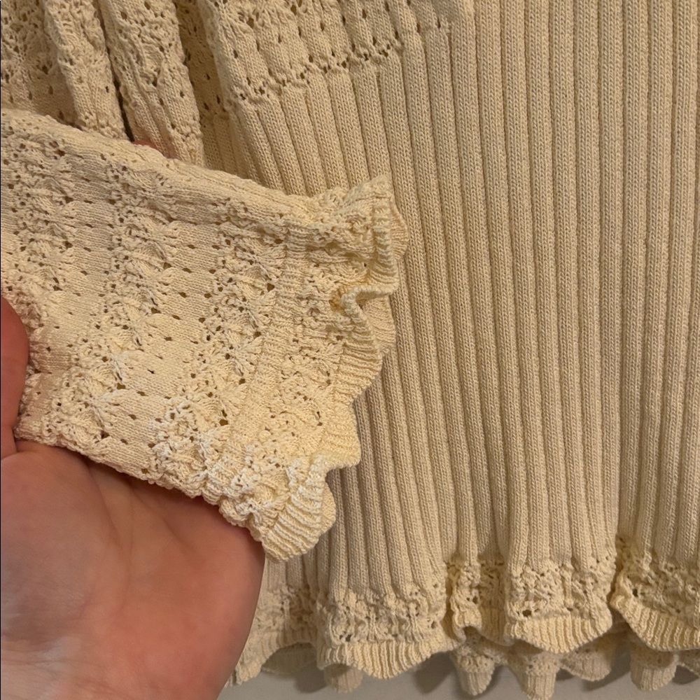 🪿 ZARA Pointelle Knit Cropped Sweater Top - Picture 3 of 7